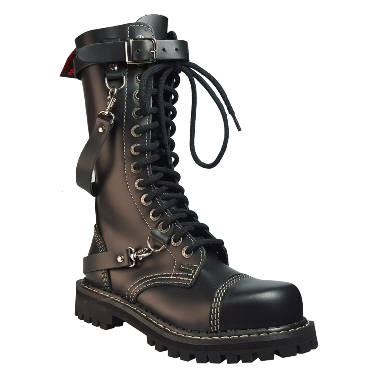 Angry Itch 14-Loch 3-Straps Gothic Punk Army Ranger Lederstiefel