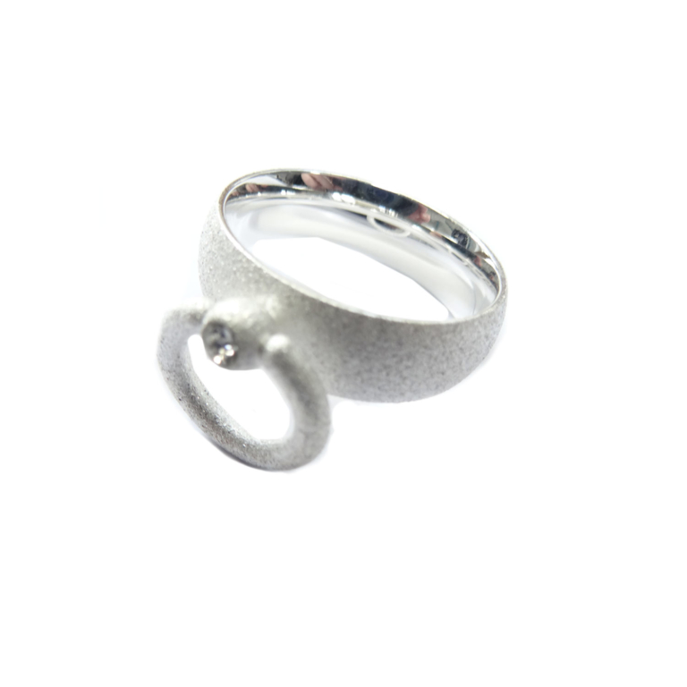 White Dragon Ring Silver Matte Slim Story of O