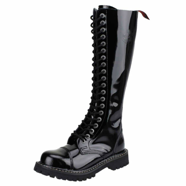 Angry Itch 20 Hole Gothic Punk Army Ranger Patent Leather Boots