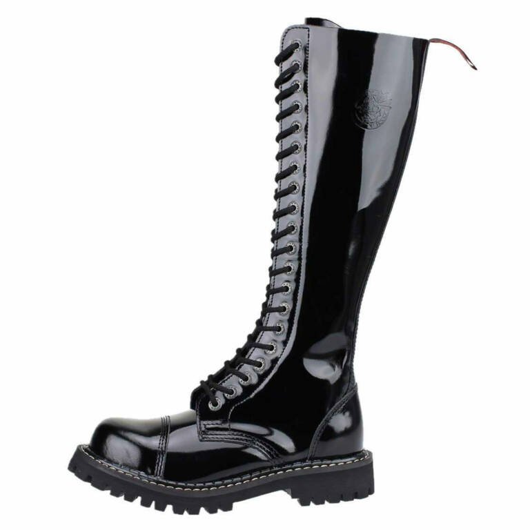Angry Itch 20 Hole Gothic Punk Army Ranger Patent Leather Boots – Bild 2