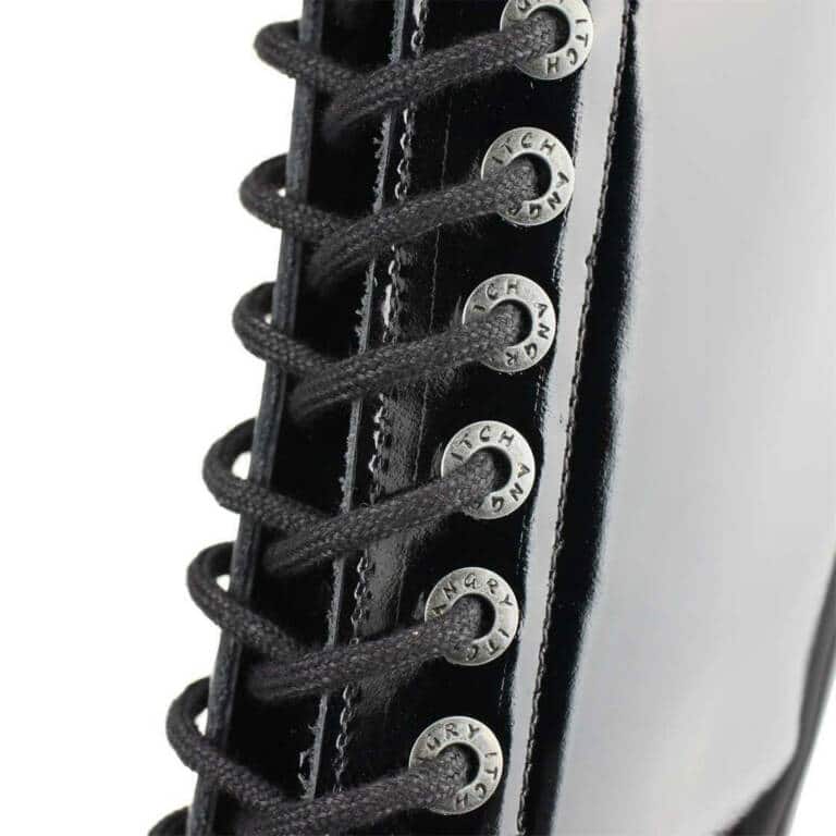 Angry Itch 20 Hole Gothic Punk Army Ranger Patent Leather Boots – Bild 7