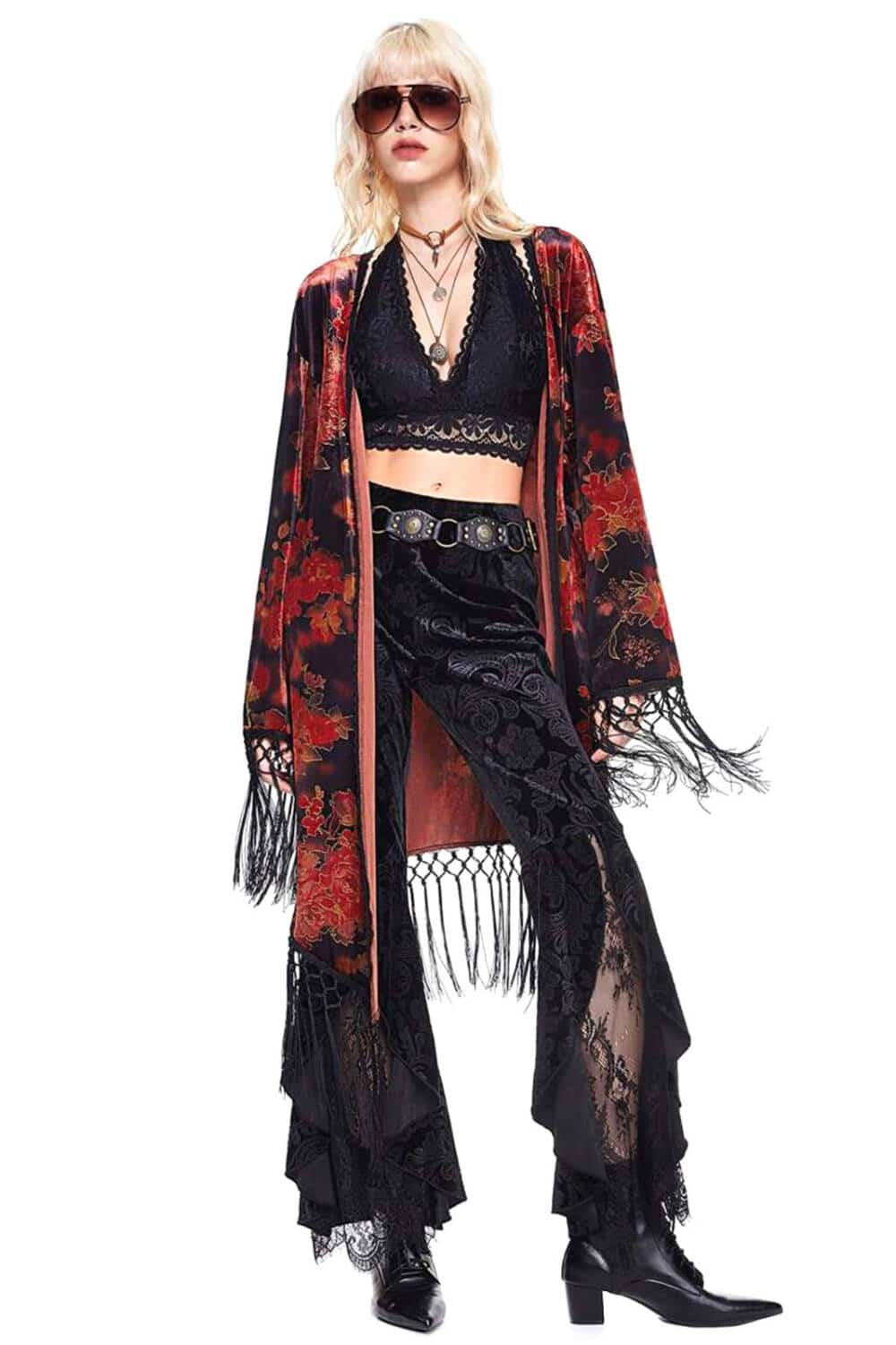 Romwe Jacke Red Flowers