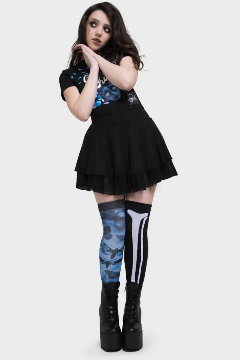 Killstar Corpse Bride overknee socks Swarm of Butterflies – Bild 2