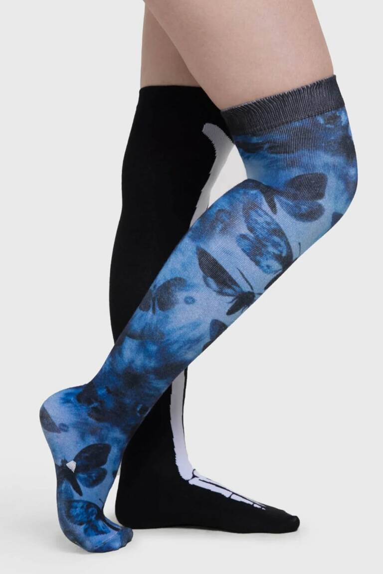 Killstar Corpse Bride overknee socks Swarm of Butterflies – Bild 3