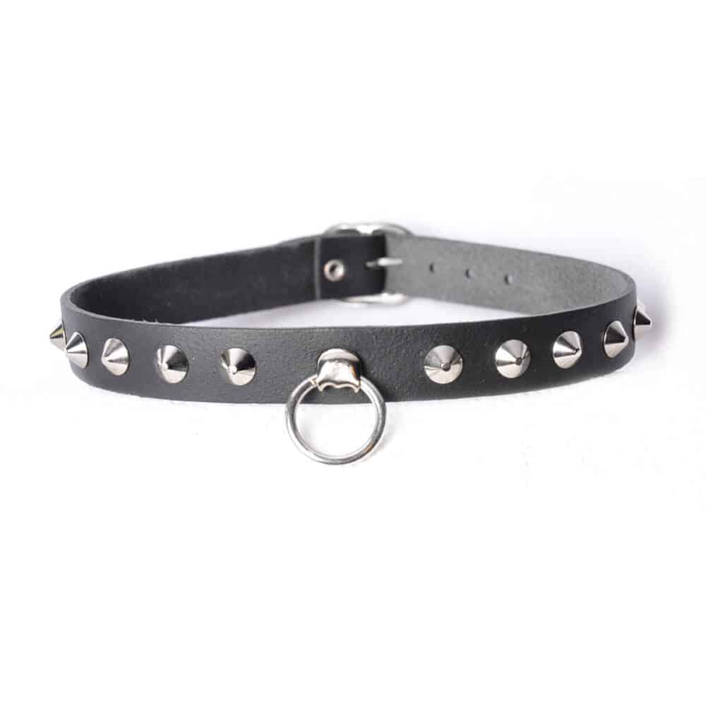Mad Moonshine Lederhalsband Rivets and Ring