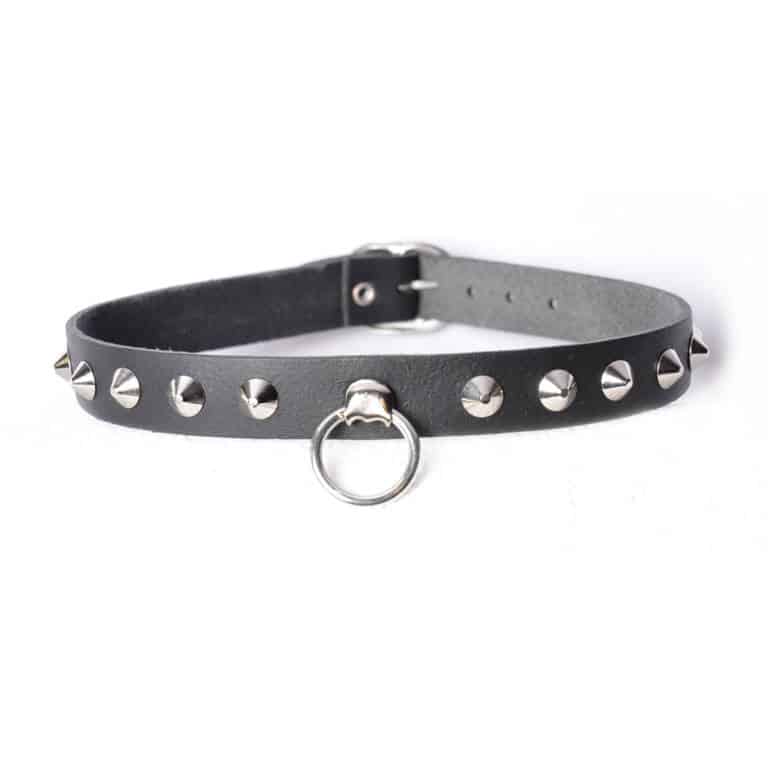 Mad Moonshine Lederhalsband Rivets and Ring