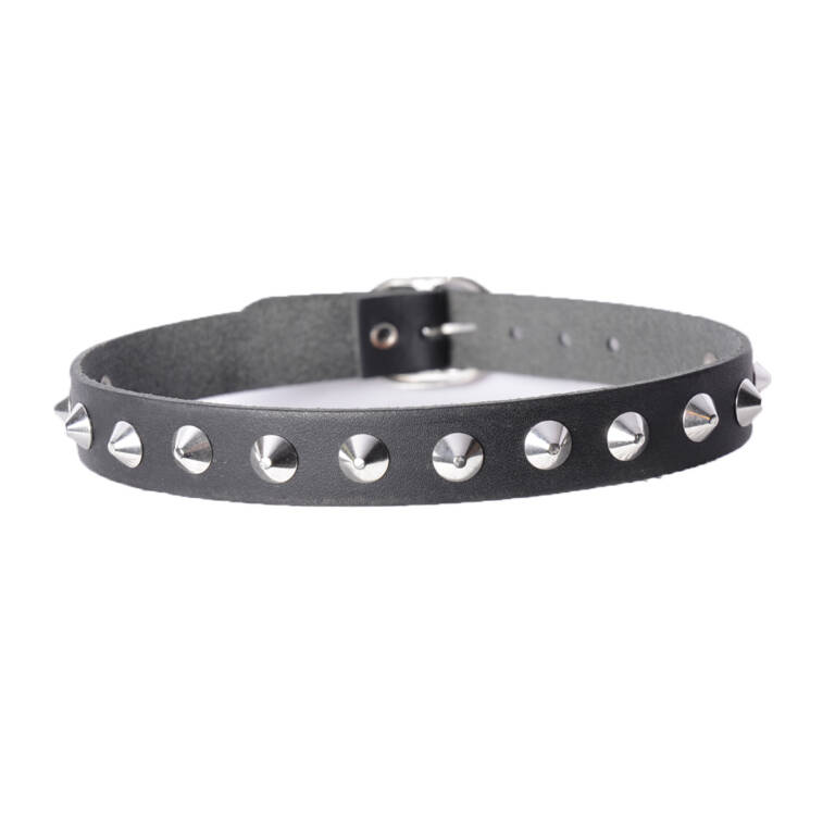 Mad Moonshine Leather Collar Single Spike Rivets