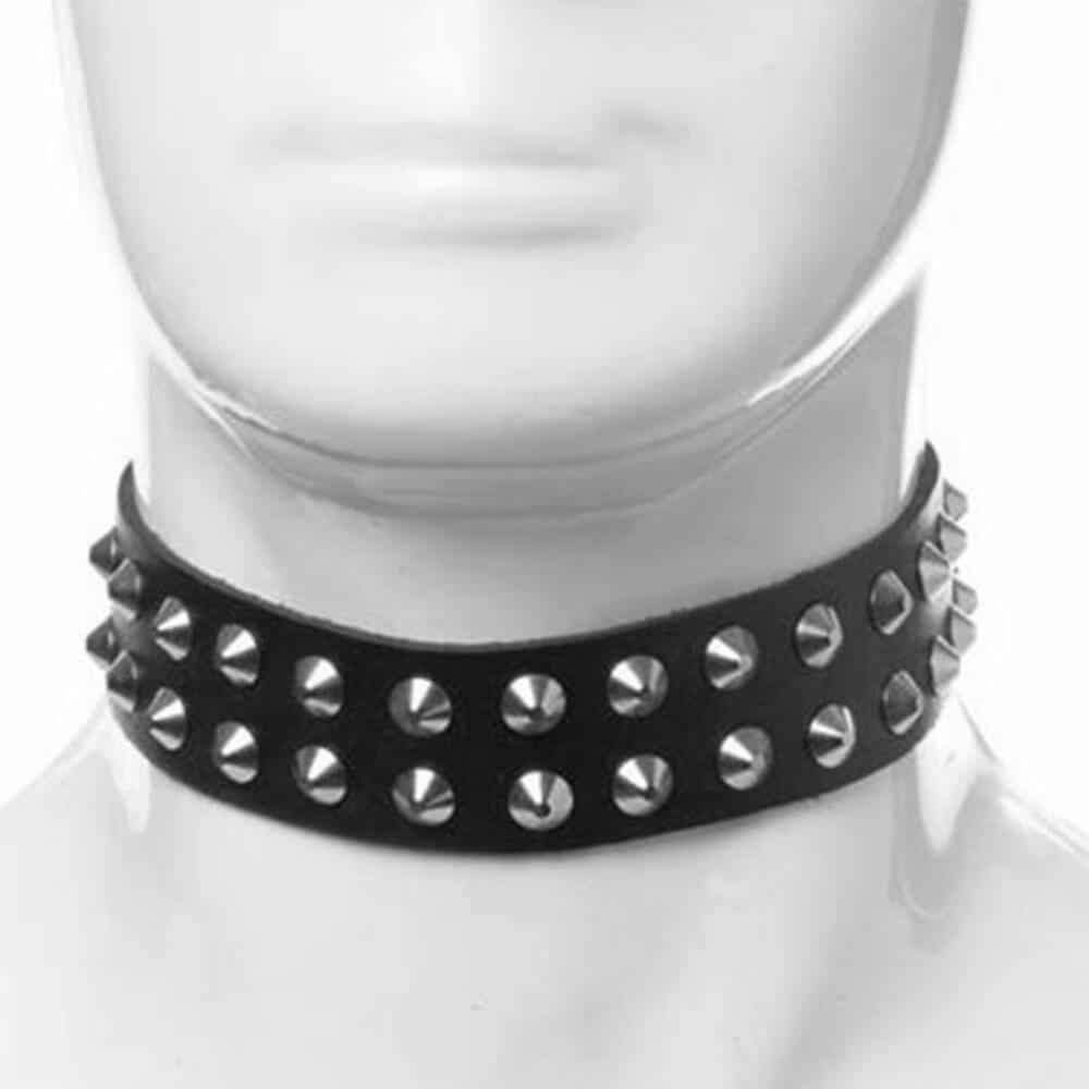 Mad Moonshine Lederhalsband Double Spike Rivets