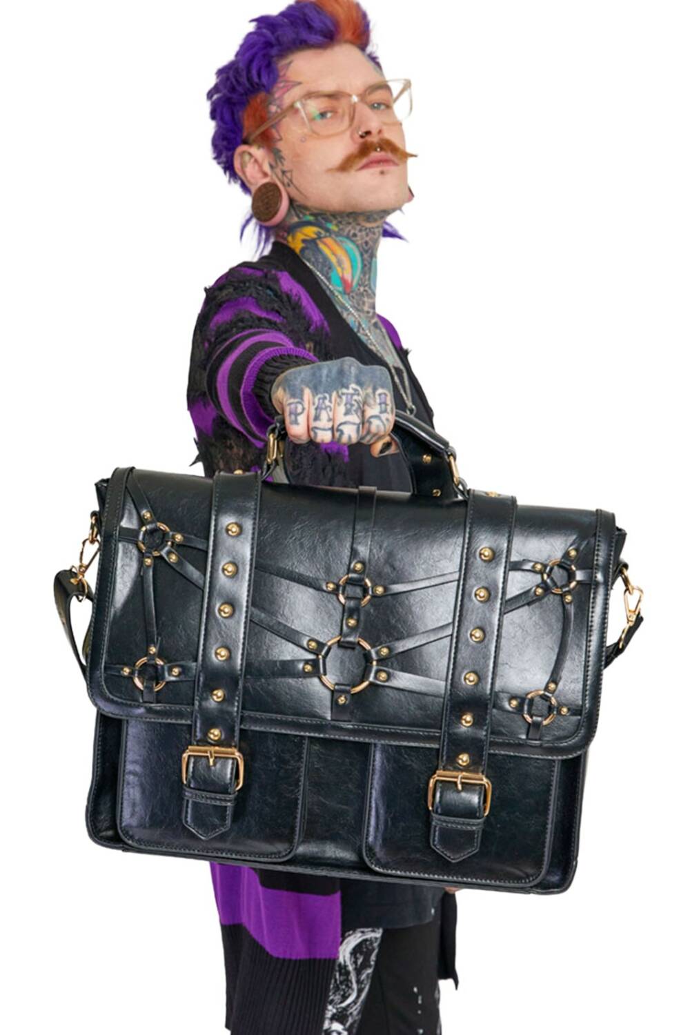 Jawbreaker Schultertasche Studded Steampunk Postman