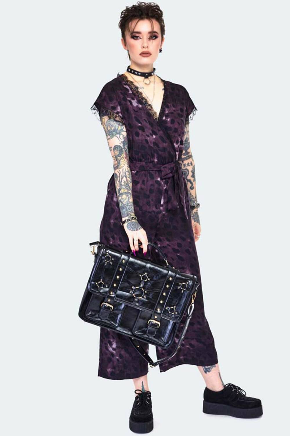 Jawbreaker Schultertasche Studded Steampunk Postman – Bild 4