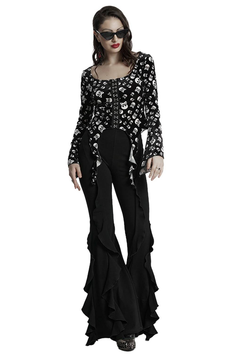 Punk Rave Schlaghose Black Peony