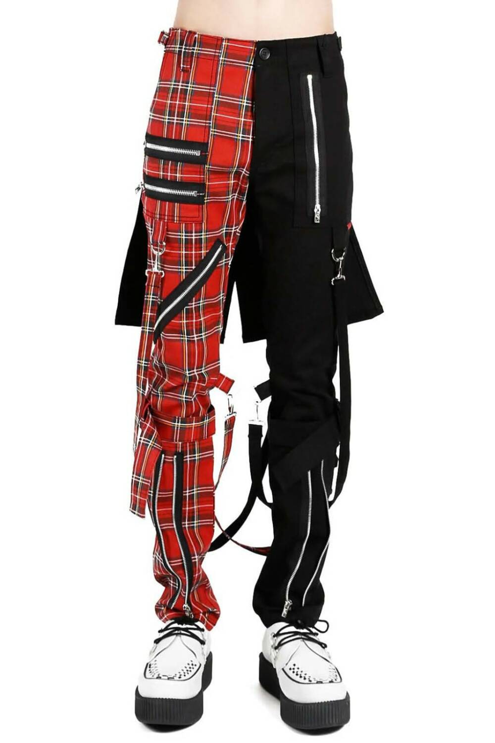 Black Soul Hose Split Leg Tartan