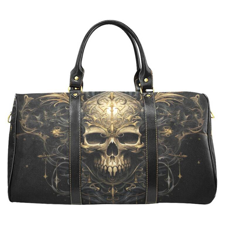 Barmetal Reisetasche Gold Skull
