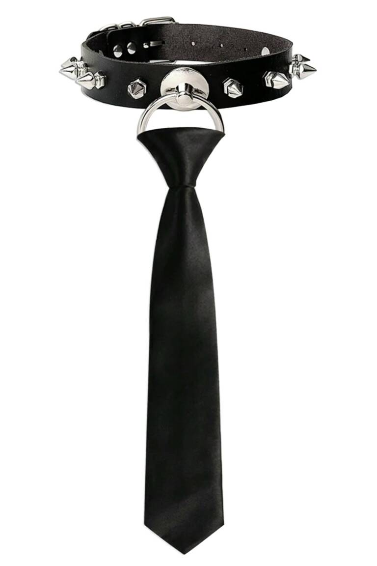 Romwe Choker Studded Black Tie