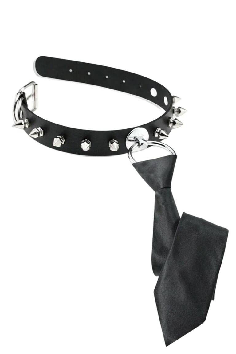 Romwe Choker Studded Black Tie – Bild 2