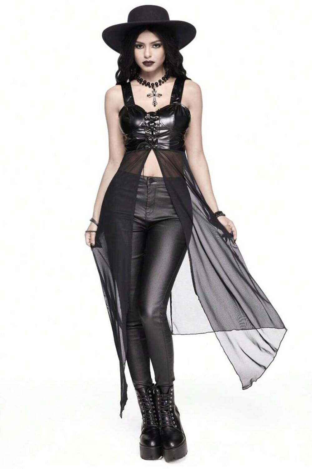 Romwe Top Night Veil Corsage