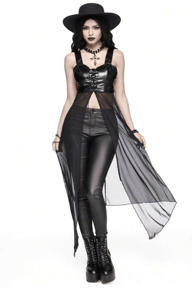 Romwe Top Night Veil Corsage