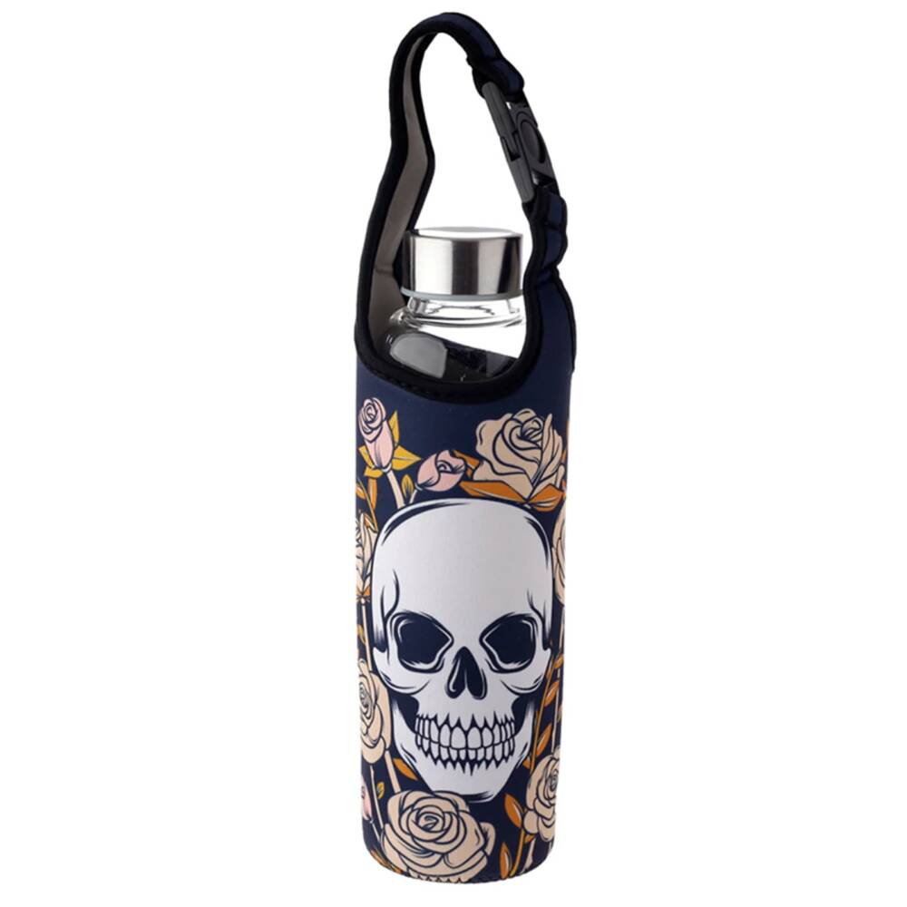 Puckator Glasflasche mit Hülle Skull and Roses
