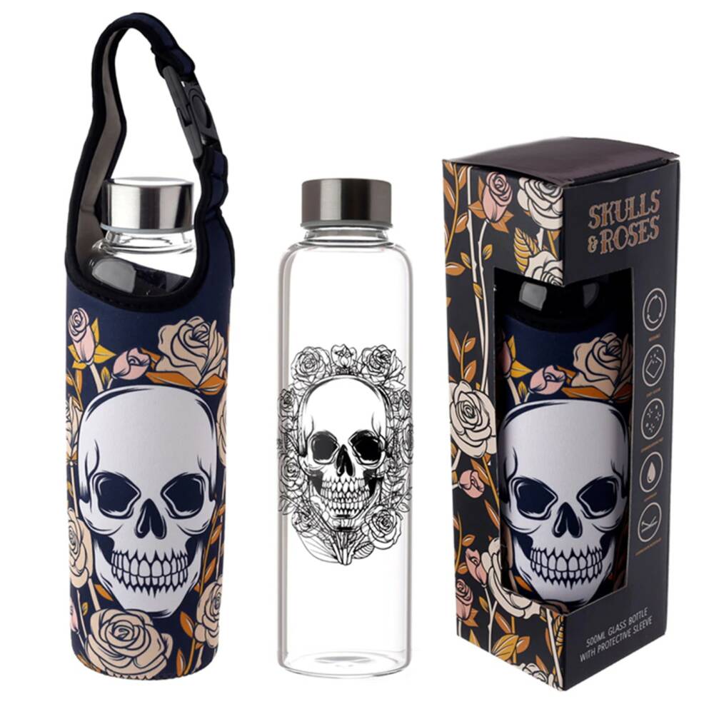 Puckator Glasflasche mit Hülle Skull and Roses – Bild 2
