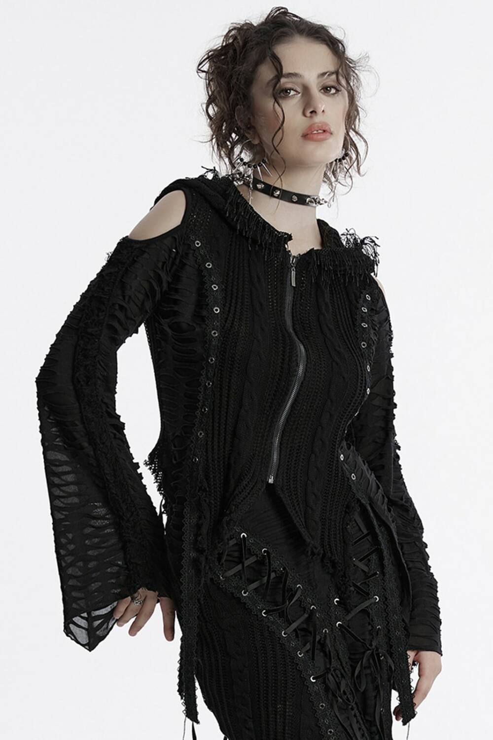 Punk Rave Kapuzenjacke Misanthrope Distressed – Bild 3