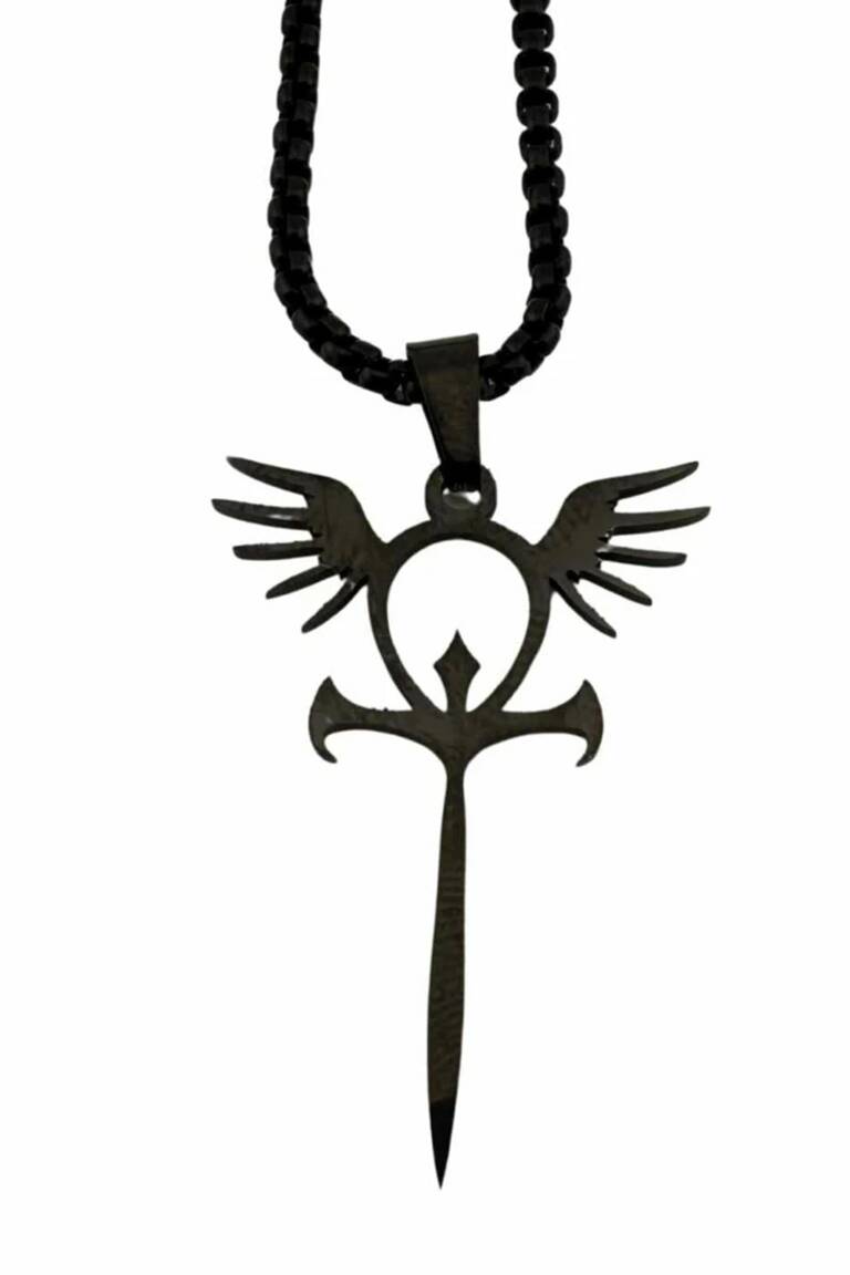 Easure necklace Ankh Angel black
