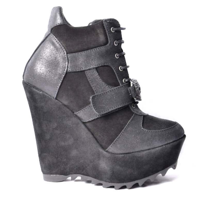 Boots & Braces Platform Shoe Silver Skull – Bild 2