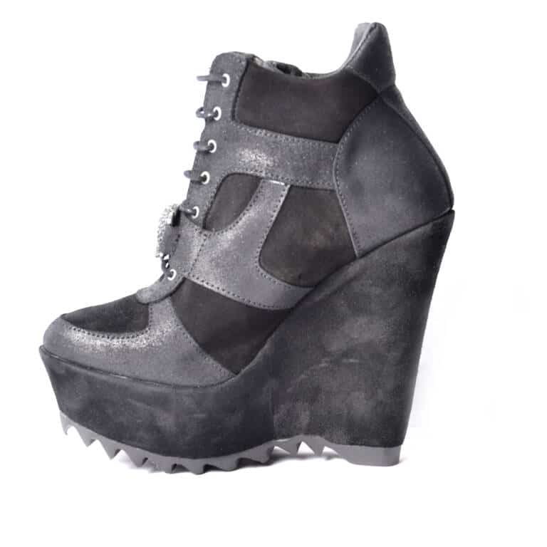 Boots & Braces Platform Shoe Silver Skull – Bild 3