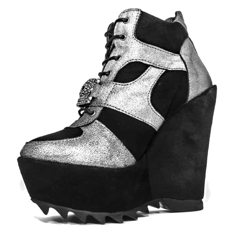 Boots & Braces Platform Shoe Silver Skull – Bild 2