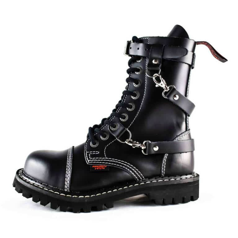 Angry Itch 10-Loch 3 Straps Gothic Punk Army Ranger Lederstiefel – Bild 2