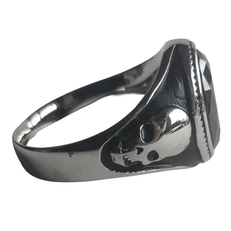 White Dragon Ring Signet Skull