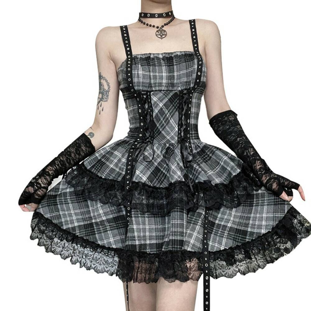 Moon Attic Kleid Plaid Mayhem