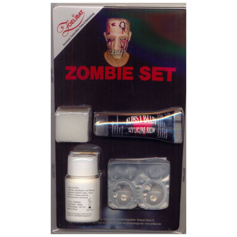 Zoelibat Komplett MakeUp-Set Zombie mit Kontaktlinsen