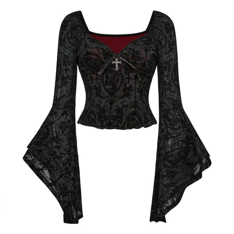 Romwe Top Crimson Churchyard