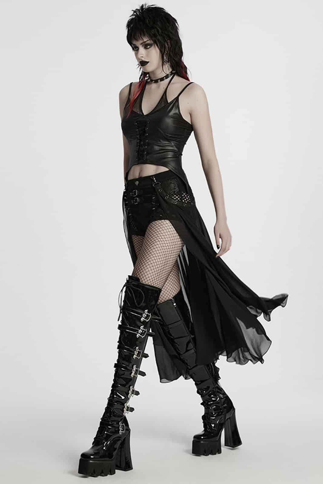 Punk Rave Shorts mit Überrock Doomsday Diva – Bild 4
