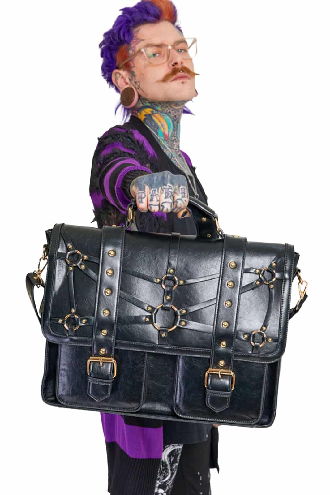 Jawbreaker Schultertasche Studded Steampunk Postman